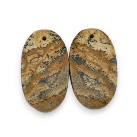 Jaspis krajobrazowy para kaboszonów z dziurką 23x13 mm nr P771 Jaspis krajobrazowy para kaboszonów z dziurką 23x13 mm nr P771