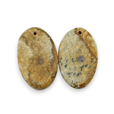 Jaspis krajobrazowy para kaboszonów z dziurką 23x14 mm nr P737 Jaspis krajobrazowy para kaboszonów z dziurką 23x14 mm nr P737