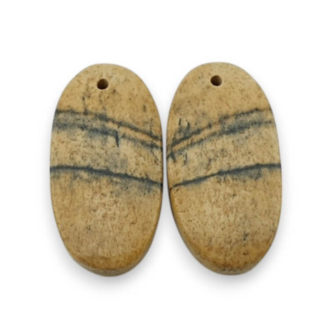 Jaspis krajobrazowy para kaboszonów z dziurką 24x12 mm nr P755 Jaspis krajobrazowy para kaboszonów z dziurką 24x12 mm nr P755