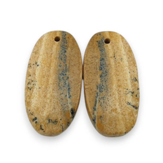 Jaspis krajobrazowy para kaboszonów z dziurką 24x12 mm nr P763