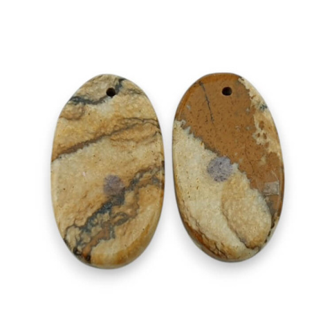 Jaspis krajobrazowy para kaboszonów z dziurką 24x13 mm nr P774 Jaspis krajobrazowy para kaboszonów z dziurką 24x13 mm nr P774