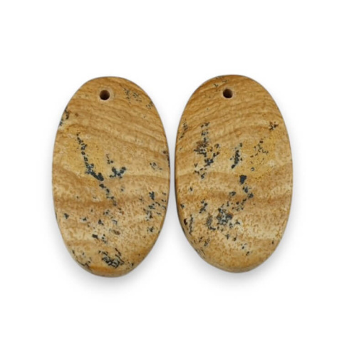 Jaspis krajobrazowy para kaboszonów z dziurką 24x14 mm nr P766 Jaspis krajobrazowy para kaboszonów z dziurką 24x14 mm nr P766