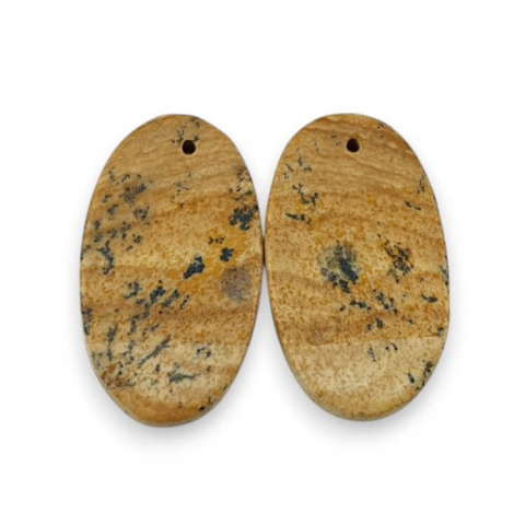 Jaspis krajobrazowy para kaboszonów z dziurką 24x14 mm nr P766 Jaspis krajobrazowy para kaboszonów z dziurką 24x14 mm nr P766