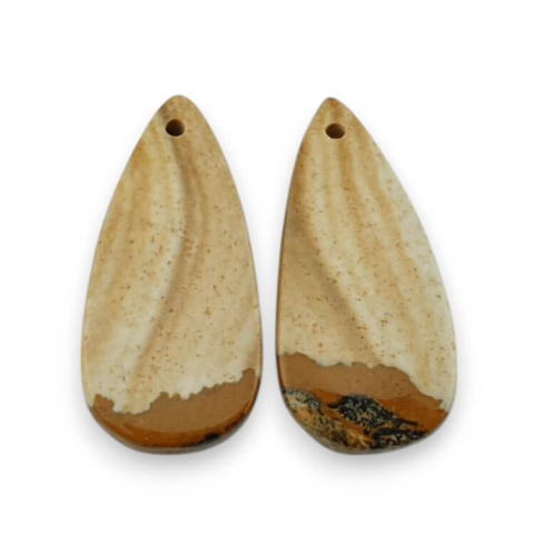 Jaspis krajobrazowy para kaboszonów z dziurką 25x12 mm nr P756 Jaspis krajobrazowy para kaboszonów z dziurką 25x12 mm nr P756