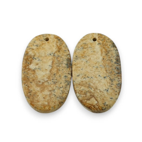 Jaspis krajobrazowy para kaboszonów z dziurką 25x14 mm nr P738 Jaspis krajobrazowy para kaboszonów z dziurką 25x14 mm nr P738