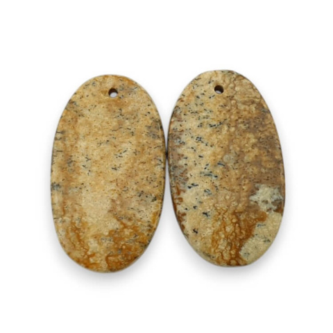 Jaspis krajobrazowy para kaboszonów z dziurką 25x14 mm nr P738 Jaspis krajobrazowy para kaboszonów z dziurką 25x14 mm nr P738