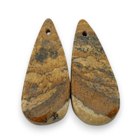 Jaspis krajobrazowy para kaboszonów z dziurką 26x11 mm nr P757 Jaspis krajobrazowy para kaboszonów z dziurką 26x11 mm nr P757
