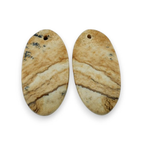 Jaspis krajobrazowy para kaboszonów z dziurką 26x13 mm nr P747 Jaspis krajobrazowy para kaboszonów z dziurką 26x13 mm nr P747