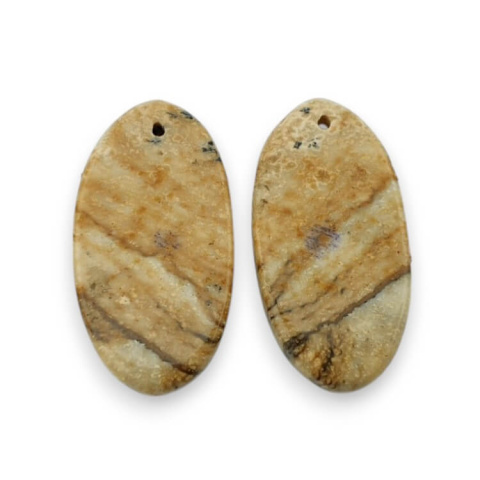 Jaspis krajobrazowy para kaboszonów z dziurką 26x13 mm nr P747 Jaspis krajobrazowy para kaboszonów z dziurką 26x13 mm nr P747