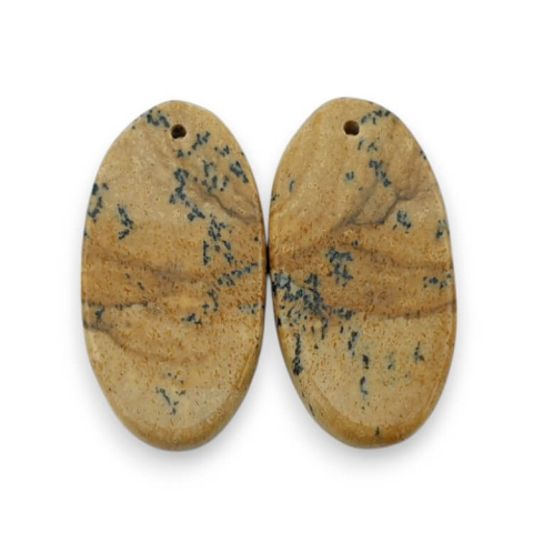 Jaspis krajobrazowy para kaboszonów z dziurką 26x13 mm nr P764 Jaspis krajobrazowy para kaboszonów z dziurką 26x13 mm nr P764