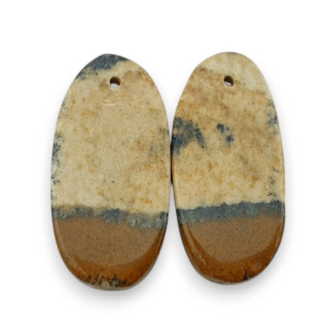 Jaspis krajobrazowy para kaboszonów z dziurką 26x13 mm nr P770 Jaspis krajobrazowy para kaboszonów z dziurką 26x13 mm nr P770