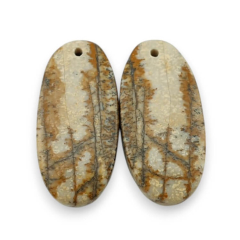 Jaspis krajobrazowy para kaboszonów z dziurką 27x13 mm nr P759 Jaspis krajobrazowy para kaboszonów z dziurką 27x13 mm nr P759