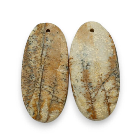 Jaspis krajobrazowy para kaboszonów z dziurką 27x13 mm nr P759 Jaspis krajobrazowy para kaboszonów z dziurką 27x13 mm nr P759