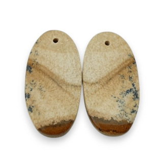 Jaspis krajobrazowy para kaboszonów z dziurką 27x13 mm nr P769