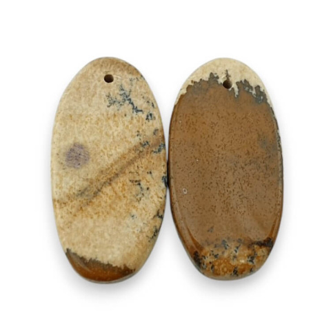 Jaspis krajobrazowy para kaboszonów z dziurką 27x13 mm nr P769 Jaspis krajobrazowy para kaboszonów z dziurką 27x13 mm nr P769
