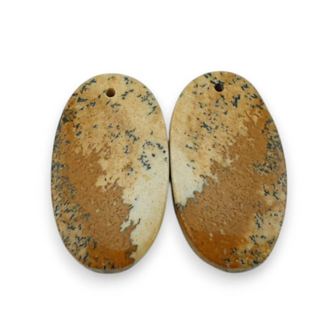 Jaspis krajobrazowy para kaboszonów z dziurką 27x15 mm nr P758 Jaspis krajobrazowy para kaboszonów z dziurką 27x15 mm nr P758