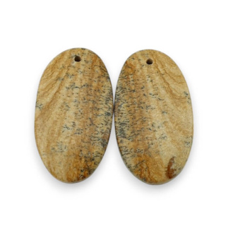 Jaspis krajobrazowy para kaboszonów z dziurką 27x15 mm nr P762