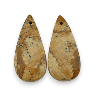 Jaspis krajobrazowy para kaboszonów z dziurką 28x13 mm nr P743