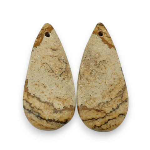 Jaspis krajobrazowy para kaboszonów z dziurką 28x13 mm nr P754 Jaspis krajobrazowy para kaboszonów z dziurką 28x13 mm nr P754