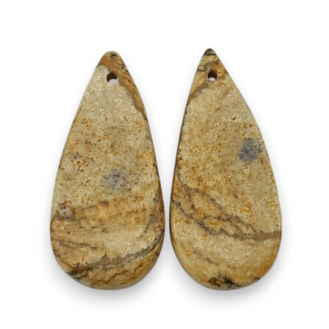 Jaspis krajobrazowy para kaboszonów z dziurką 28x13 mm nr P754 Jaspis krajobrazowy para kaboszonów z dziurką 28x13 mm nr P754