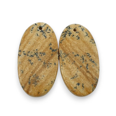 Jaspis krajobrazowy para kaboszonów z dziurką 28x14 mm nr P775 Jaspis krajobrazowy para kaboszonów z dziurką 28x14 mm nr P775