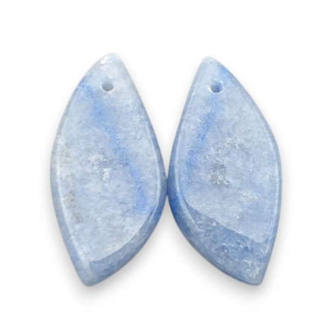 Blue quartz pair of cabochons with hole 22x10 mm no P699 Blue quartz pair of cabochons with hole 22x10 mm no P699