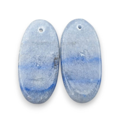 Kwarc niebieski para kaboszonów z dziurką 26x12 mm nr P673 Kwarc niebieski para kaboszonów z dziurką 26x12 mm nr P673