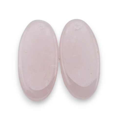 Pink quartz pair of cabochons with hole 25x13 mm no P786 Pink quartz pair of cabochons with hole 25x13 mm no P786