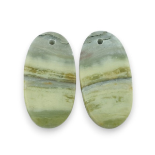 Serpentynit para kaboszonów z dziurką 25x13 mm nr P863