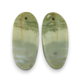 Serpentynit para kaboszonów z dziurką 26x12 mm nr P895