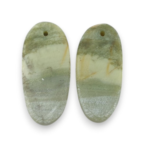 Serpentynit para kaboszonów z dziurką 26x12 mm nr P895