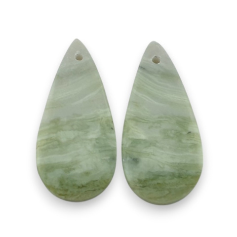Serpentinite pair of cabochons with hole 28x13 mm no P871 Serpentinite pair of cabochons with hole 28x13 mm no P871