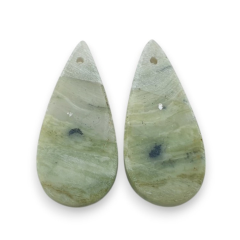 Serpentinite pair of cabochons with hole 28x13 mm no P871 Serpentinite pair of cabochons with hole 28x13 mm no P871