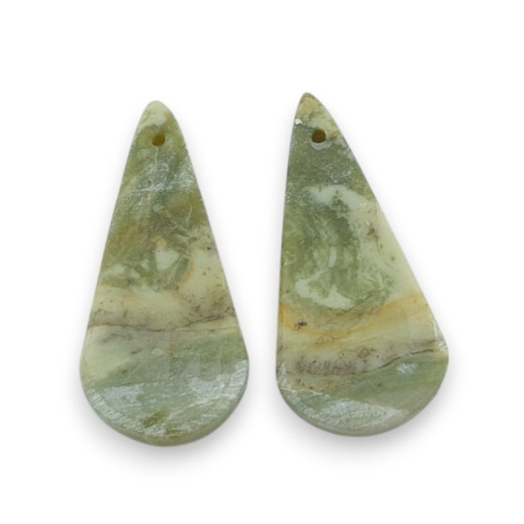 Serpentynit para kaboszonów z dziurką 28x13 mm nr P900 Serpentynit para kaboszonów z dziurką 28x13 mm nr P900