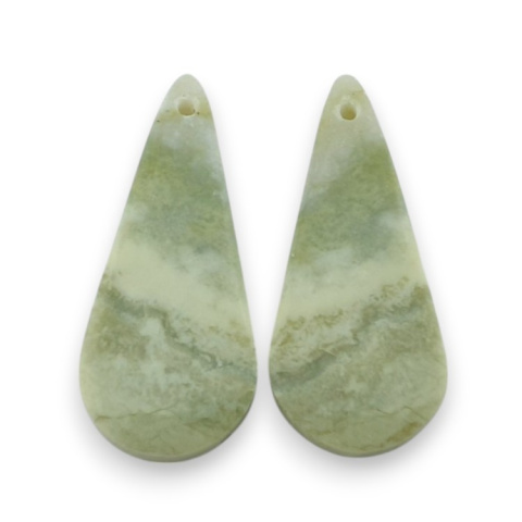 Serpentynit para kaboszonów z dziurką 29x13 mm nr P891 Serpentynit para kaboszonów z dziurką 29x13 mm nr P891