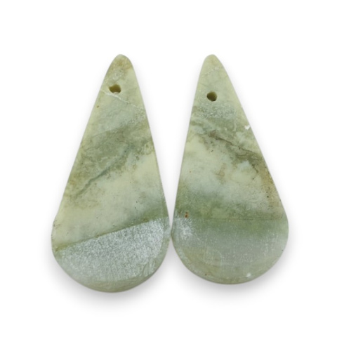 Serpentynit para kaboszonów z dziurką 29x14 mm nr P890 Serpentynit para kaboszonów z dziurką 29x14 mm nr P890