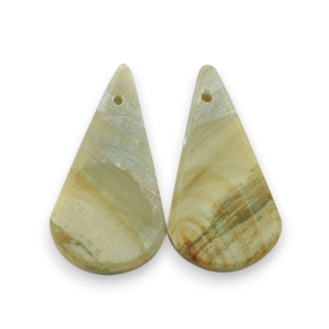 Serpentynit para kaboszonów z dziurką 29x15 mm nr P873 Serpentynit para kaboszonów z dziurką 29x15 mm nr P873