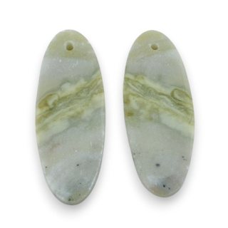 Serpentynit para kaboszonów z dziurką 32x12 mm nr P901
