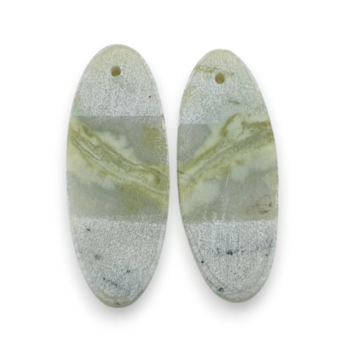 Serpentinite pair of cabochons with hole 32x12 mm no P901