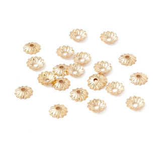 Czapeczki do koralików stal szlachetna 6x1 mm 10 szt pozłacane