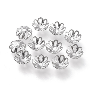 Czapeczki do koralików stal szlachetna 7x2,5 mm 10 szt