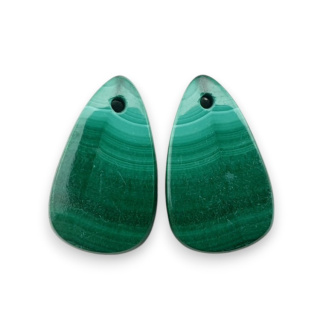Malachit para kaboszonów z dziurką 18x11 mm nr R81