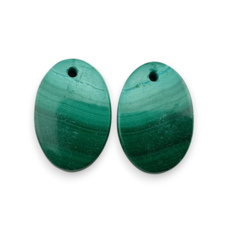 Malachit para kaboszonów z dziurką 18x12 mm nr R56