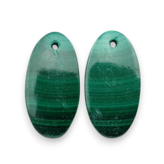 Malachit para kaboszonów z dziurką 20x10 mm nr R61