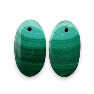 Malachit para kaboszonów z dziurką 20x11 mm nr R83
