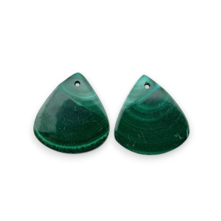 Malachit para kaboszonów z dziurką 20x19 mm nr R59