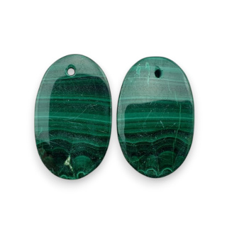 Malachit para kaboszonów z dziurką 22x14 mm nr R54