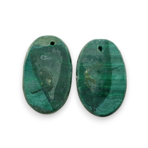Malachit para kaboszonów z dziurką 22x14 mm nr R54