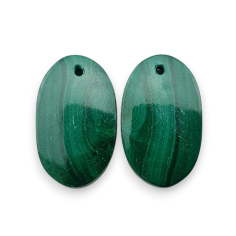 Malachit para kaboszonów z dziurką 22x14 mm nr R62