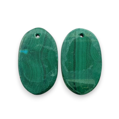 Malachit para kaboszonów z dziurką 22x14 mm nr R62